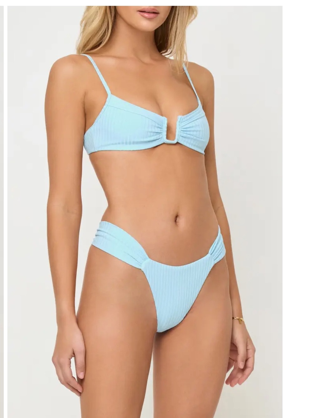 LSPACE Blue Ribbed Bikini Set